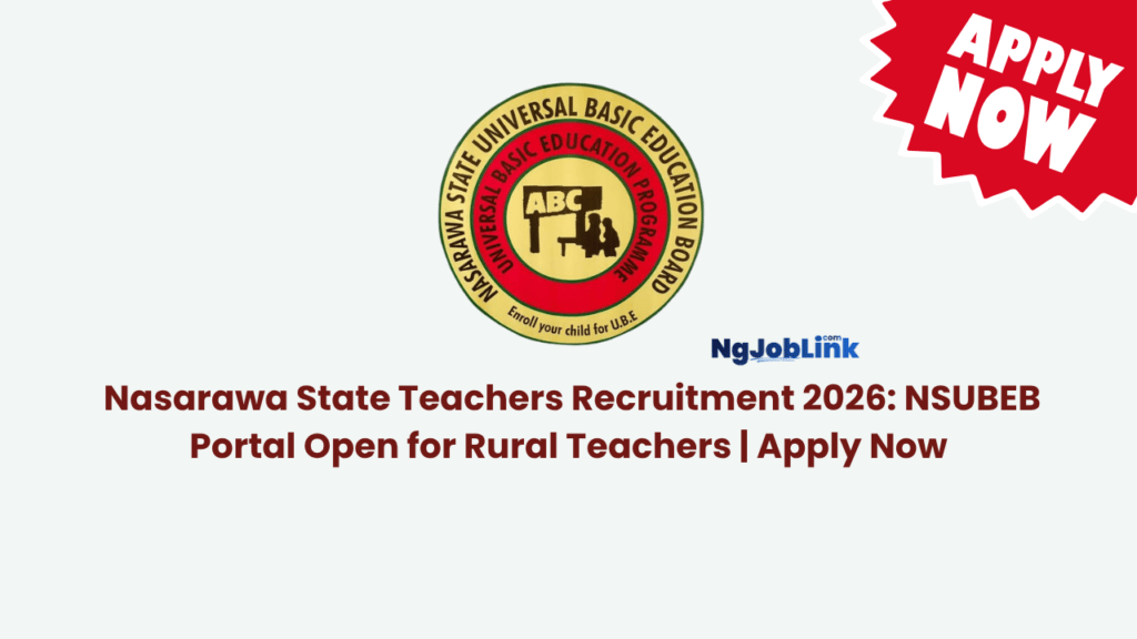 Nasarawa State Teachers Recruitment 2026: NSUBEB Portal Open for Rural Teachers 1 Nasarawa State Teachers Recruitment 2026: NSUBEB Portal Open for Rural Teachers