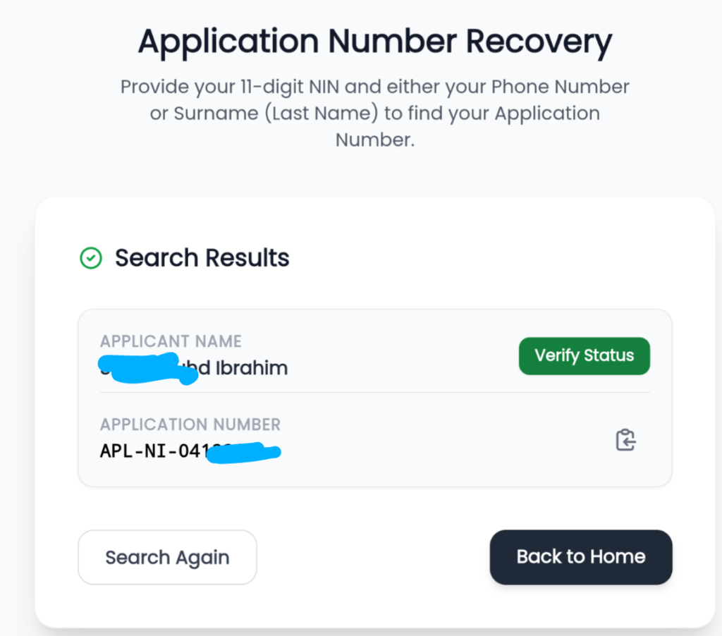 How to Retrieve Your CDCFIB Application Number 2026 Using NIN 6 Screenshot 20260615 094804